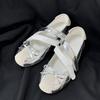 Leather Version~ Korean Sports Ballet Shoes Women's Bow Velcro Silver Mary Jane Shoes Women's German Training Single Shoes