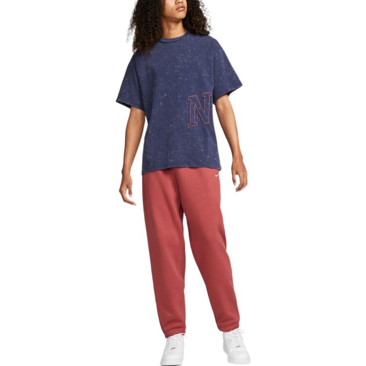 Nike Футболки Унисекс Синие С Круглым Вырезом Умеренный Прямой Крой DX5836-410