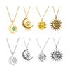 Versatile Necklace with Opal Inlayed Sun Moon Pendant Dainty Collarbone Chain Fashionable Sun Moon Neck Jewelry Ornament