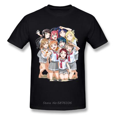Милая Аниме Унисекс Aqours Love Live Sunshine Футболка Lovelive Удобная Печатная Футболка Футболки Повседневная Футболка с Круглым Вырезом