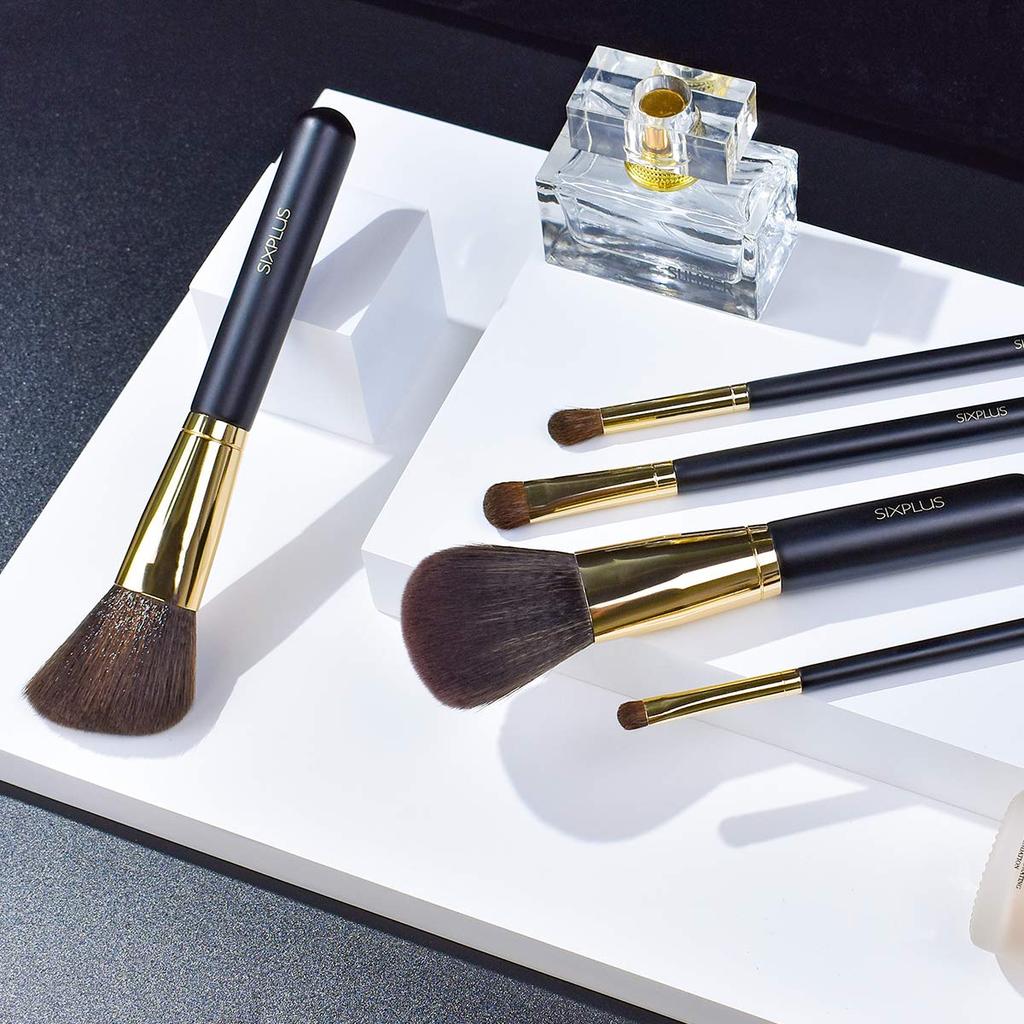 SIXPLUS HALO Series Makeup Brush Set 5-Piece (Black & Gold)