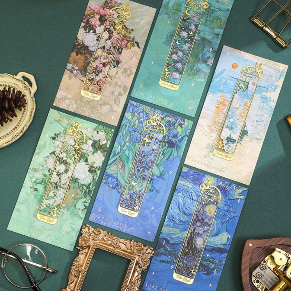 Oil Painting Metal Bookmark Metal Pagination Mark Multifunctional Reading Book Clip  Gifts