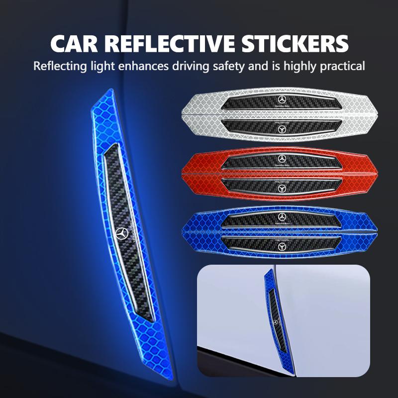 AABIC1 For Benz 4PCS Car Rearview Mirror Reflector Stickers Warning Anti-collision Reflective Strips CITAN VITO SPRINTER CLS SLK Sport