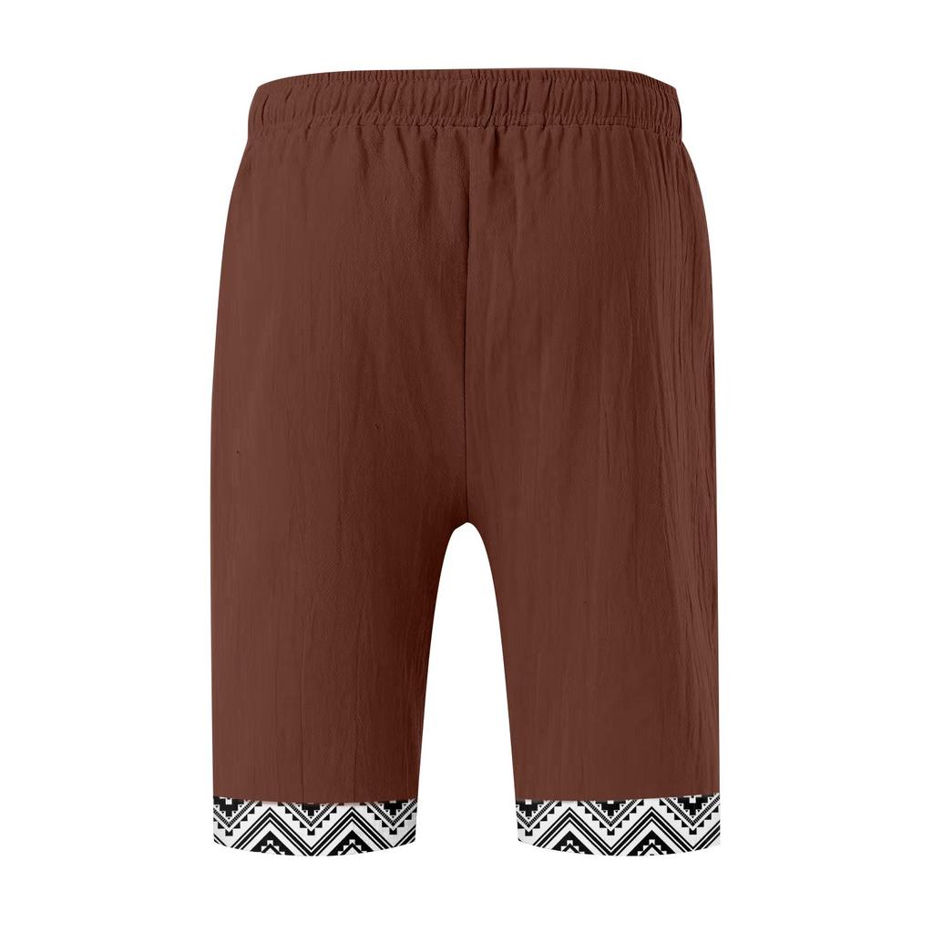 Мужские хлопковые и льняные однотонные спортивные штаны со шнуровкой, мужские шорты, повседневные брюки