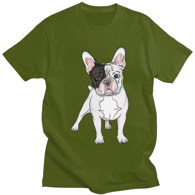 French Bulldog Graphic Tee for Unisex Short Sleeve Cotton T-Shirt Casual Frenchie Dog Print Top