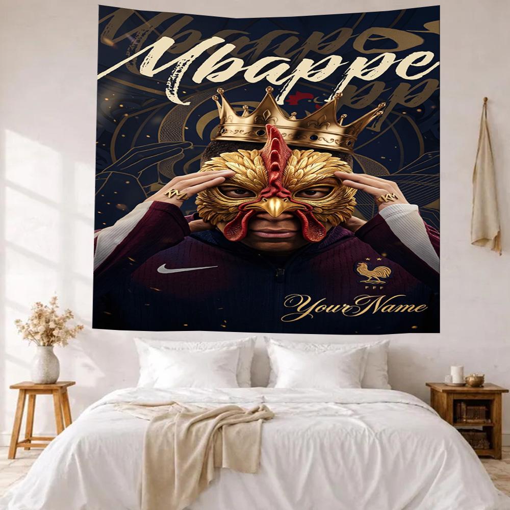 Mbappe Custom Your Name Wall Decor Tapestry Art For Pet Memorial Birthdaywedding Party Backdrop Family Gift