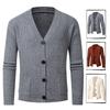 New Autumn and Winter Style Men's Simple Solid Color Sweater Striped Trendy Cardigan Jacket Men