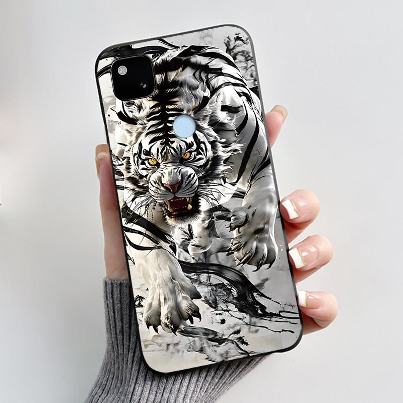 Для Google Pixel 4a 4G Чехол Роскошный Милый Кролик с Сердечками Забавный Мягкий Черный Матовый ТПУ Силиконовый Задний Защитный Чехол Тонкий