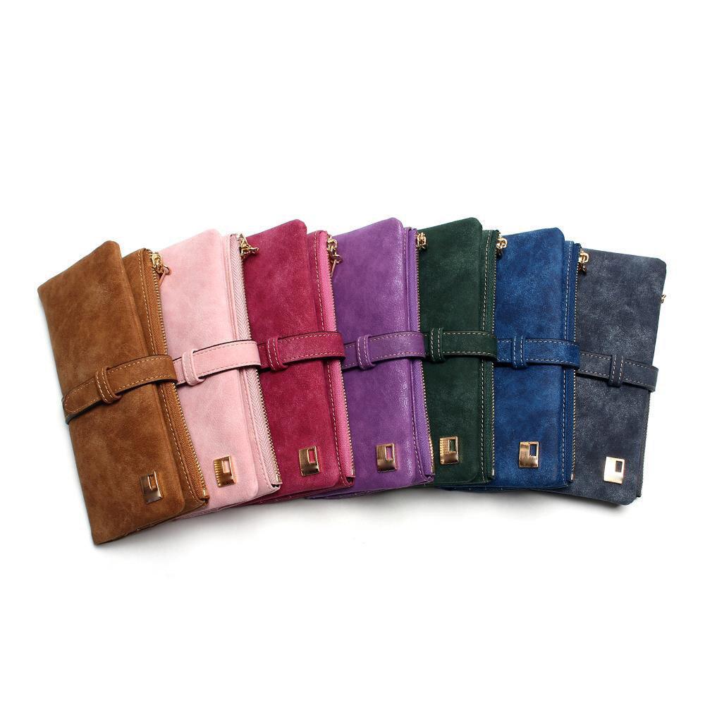 Yogodlns Fashion Women Wallets Nubuck Leather Zipper Wallet Women's Long Design Purse