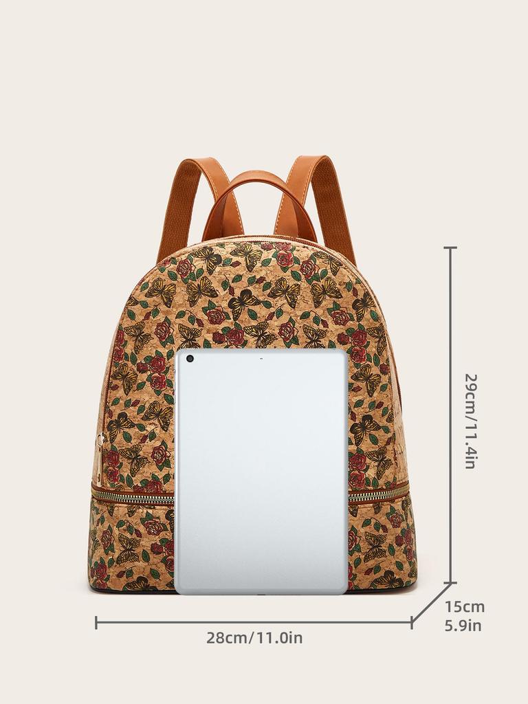 2025 Ethnic Style Large Capacity Women's Backpack with Bark Print