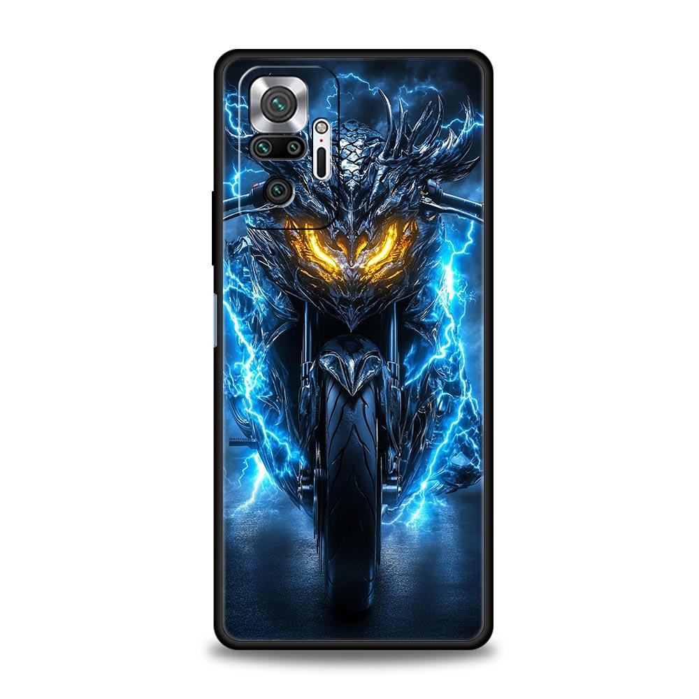 Motorcycle Phone Case Cover for Redmi 14C 10C Note 15 14 13 12 10 11 K40 Pro Plus 5G Soft TPU Shockproof Shell Fundas Capas Bags