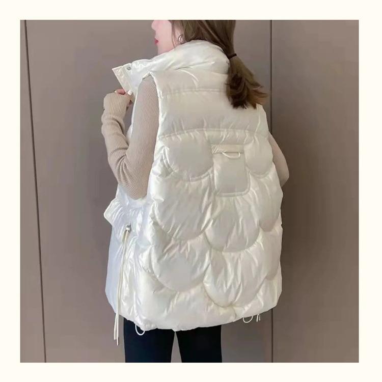 Пуховый жилет, женский короткий зимний новый камзол, верхняя одежда на белом утином пуху, воротник-стойка, корейская версия, модная свободная теплая куртка