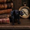 Fantasy Dog Figure 3D Printed Three-Headed Figurine, 3 Heads Black Sculpture, Red Eye Figurine Horror Mythical Animal Ornament for Home