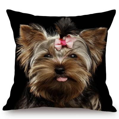 Black Background Dog Puppy Portrait Vizsla Husky Shepherd Shibu Cute Sofa Pillow Case Home Decorative Cotton Linen Cushion Cover