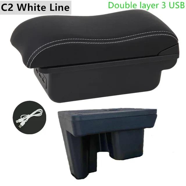 For Toyota Hilux Car Armrest Box Modification Retrofit Parts Storage Box with USB LED Leather Arm Rest Center Console