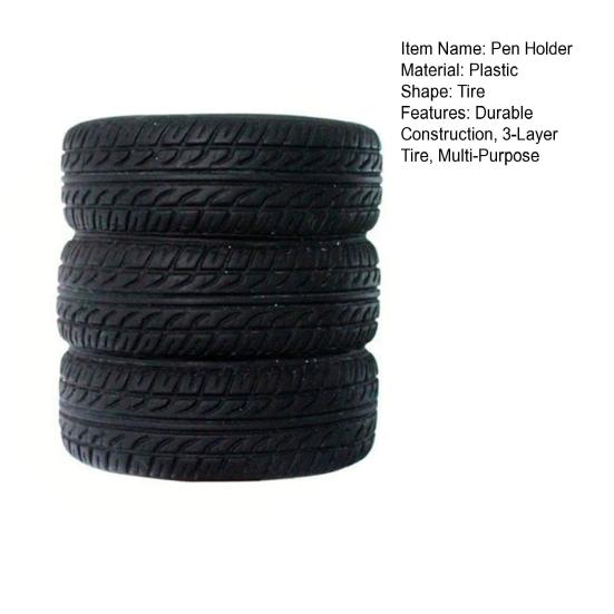 Подставка для ручек, 3-слойная, в виде автомобильной шины, черная резиновая подставка для ручек, настольная организация, инструмент для организации хранения канцелярских принадлежностей