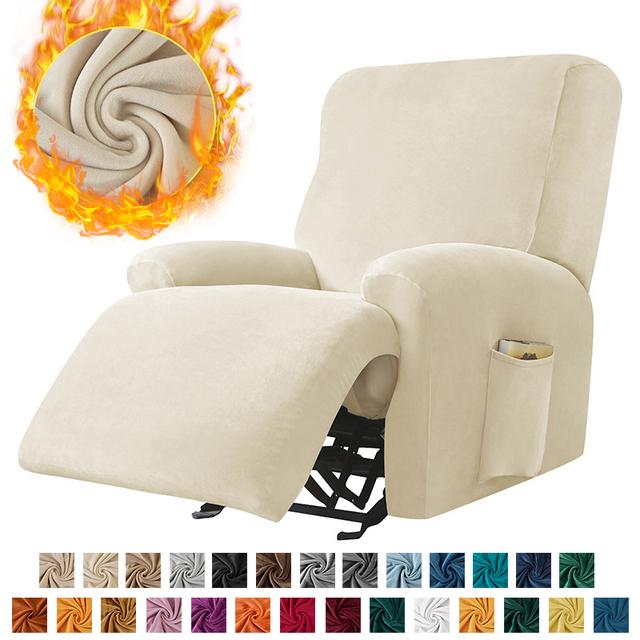 Solid Velvet Recliner Armchair Cover Non Slip Lazy Boy Cat Dog Single Sofa Covers Elastic Soft All -Inclusive Couch Slipcover
