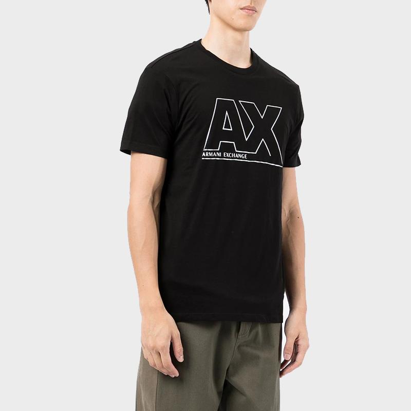 ARMANI EXCHANGE T-Shirts Men's Black Crew Neck Moderate Straight Fit 6KZTFA-ZJBVZ-1200