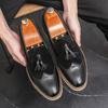Fashion Men's Casual Business Leather Shoes Men Fashion Tassels Loafers Mens British Style Brogue Shoes Light Outdoor Driving Flats