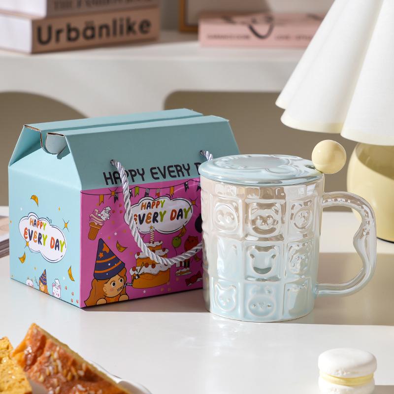 Ветряная керамическая чашка с крышкой Высокая ценность Дом Офис Пара Чашка для воды Подарочная коробка Подарок Высокий смысл