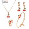 Designnew Милый Красный Вишня 4-х предметов Девочки Детский Подарочный Милый Детский Комплект Ювелирных Изделий