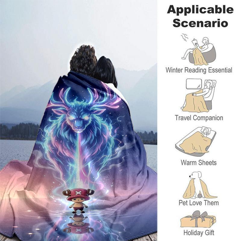 1pc Happy Adventure Friends Soft Throw Blanket Flannel All Season Light Weight Living Room/Bedroom Warm Blanket. M727016