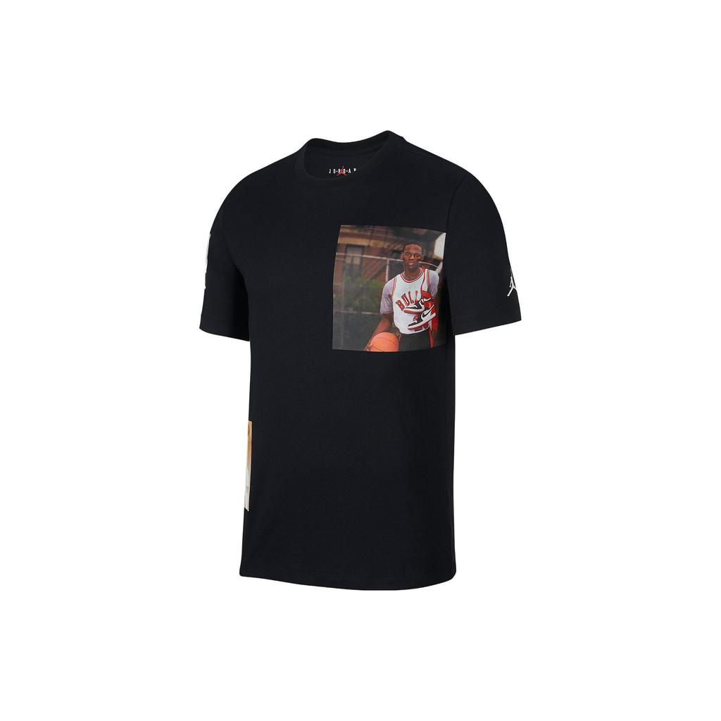 Jordan T Shirts Men's Black Crew Neck Moderate Straight Fit AO0646-010