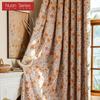 1 шт. Серия Nuan Французский винтаж Оранжевый цветочный принт Светонепроницаемая штора 100% Светонепроницаемая штора для спальни Гостиной Балконного окна для домашнего декора