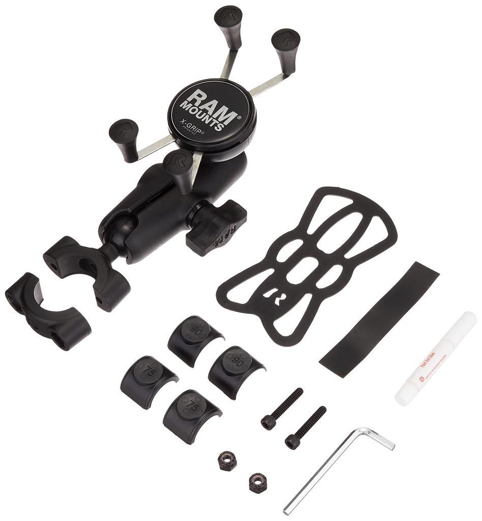 RAM Mounts X-Grip & Bar Mount Base (Standard Arm, Fits 19–25.4 Mm Bars, Smartphone, RAM-B-408-75-1-UN7U)