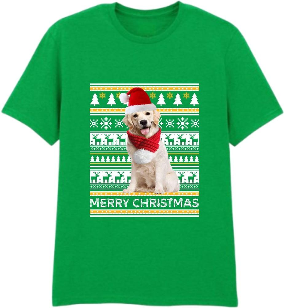 Custom Pet Photo Christmas TShirt Personalised Dog or Cat lover Gift Tee Top