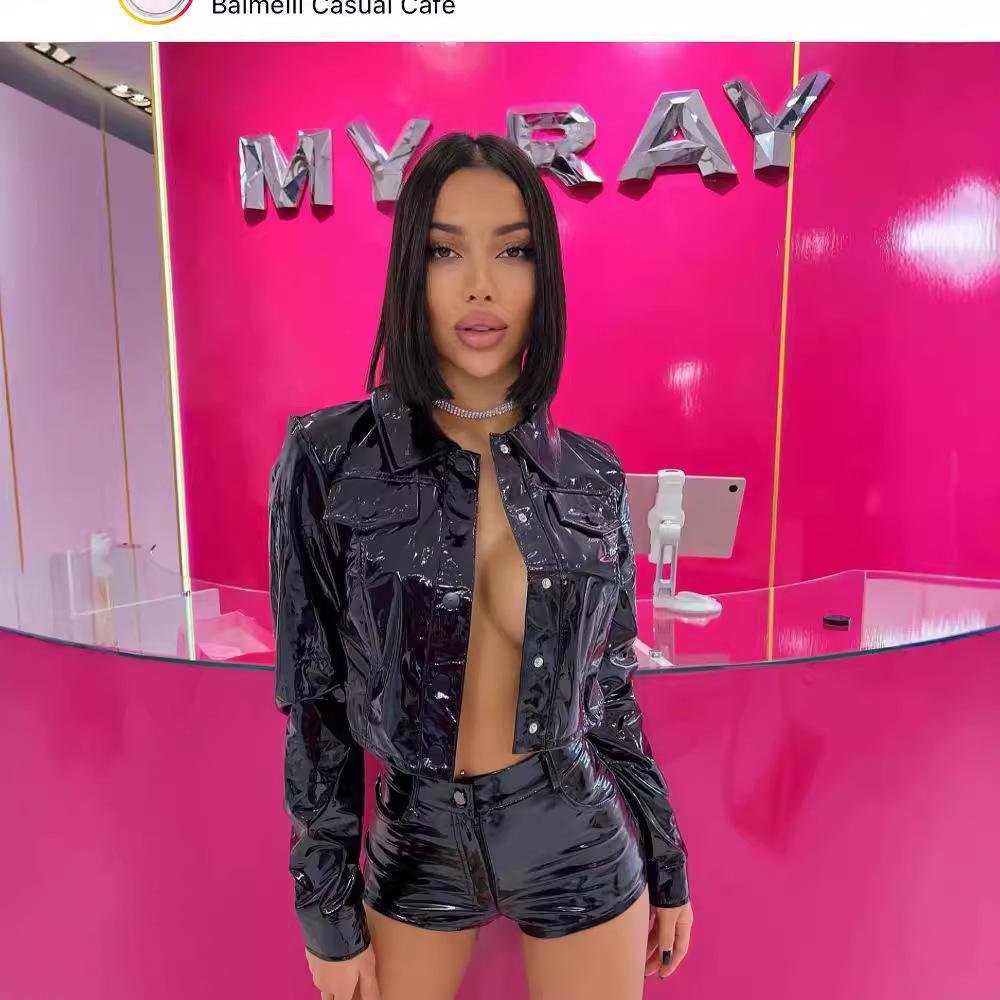 Женские однотонные топы с длинным рукавом и лацканами на осень и зиму