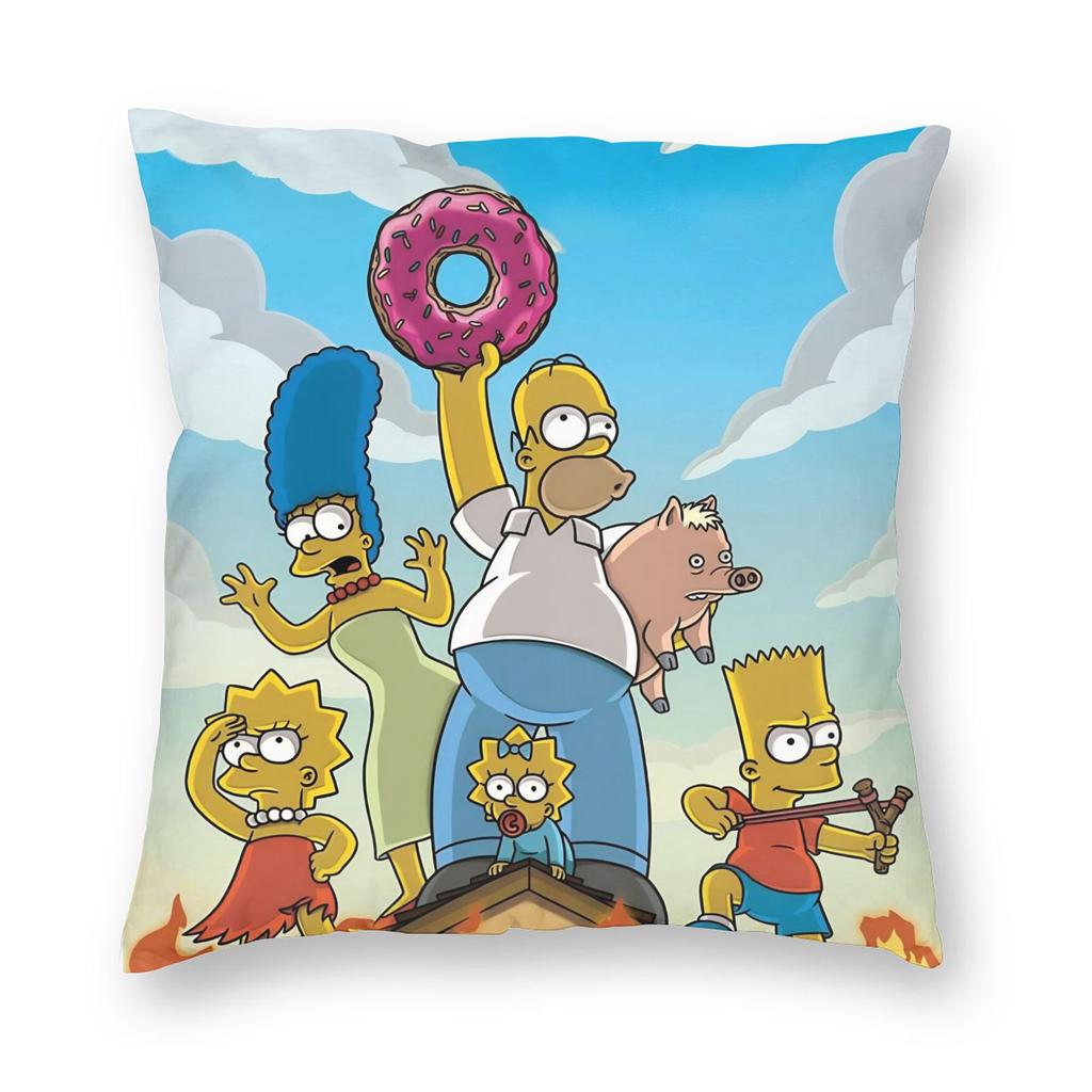 Simpsons Cartoon Pillowcase Doublesided Printing Fabric Cushion Cover Decor  Throw Pillow Case Cover Car Square