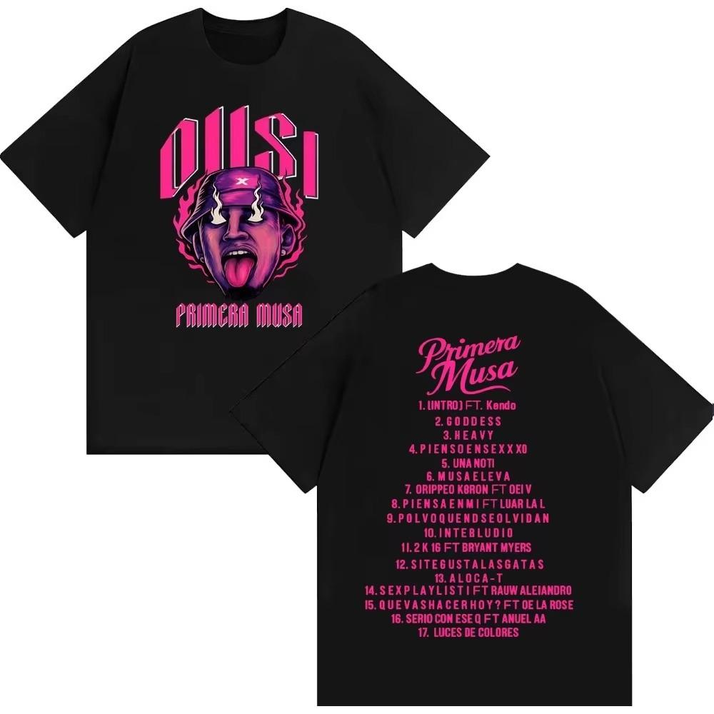 Rapper Omar Courtz Primera Musa Album Double Sided Graphic Tshirt Unisex Women Fashion Hip Hop Style Top pure cotton Streetwear