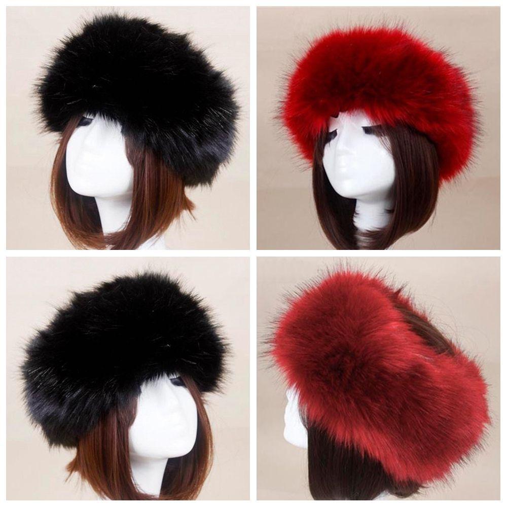 Outdoor Earwarmer Ski Hats Women Russian Cap Thick Fluffy Headband Hat Faux Fur