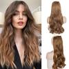 22-дюймовые длинные волнистые синтетические волокна с 5 зажимами, невидимые наращивание волос, натуральные черные, коричневые шиньоны для женщин