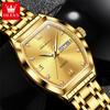 OLEVS Brand Fashion Tonneau Dial Quartz Watch for Men Stainless Steel Waterproof Luminous Week Date Watches Relogio Masculino