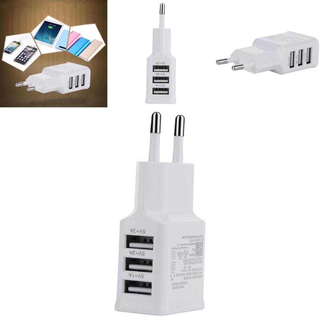 Умное USB настенное зарядное устройство для телефона Samsung, 3 порта, штекер EU, естественное охлаждение, белое