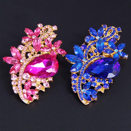 Waterdrop Flower Brooch Pin Rhinestone Crystal Brooches Bouquet Wedding Jewelry