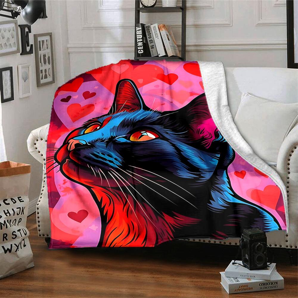 1PC Cat Art Print Blanket, Throw For Sofa, Bed, Travel, Printing Blanket With Soft And Warm Fabric yy250918150
