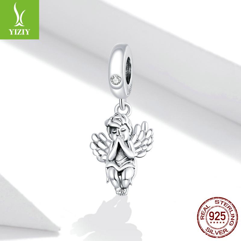 Yinziyun Little Angel Sterling Silver Pendant - Platinum Plated DIY Charm SCC1686