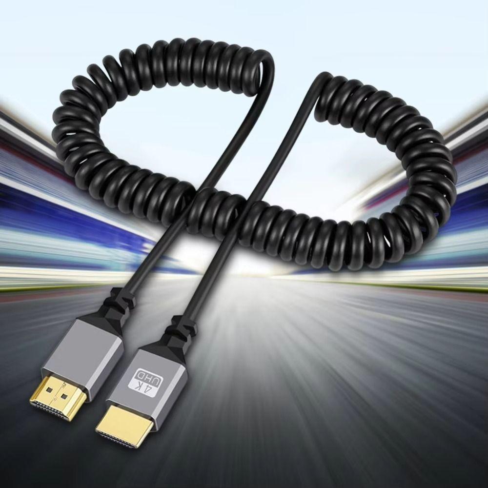 4K 60 Гц Микро Мини HDMI на HDMI Спиральный Кабель 0,5-2,4 м Гибкий HDMI-Совместимый Пружинный Кабель- удлинитель Штекер Папа на Папу