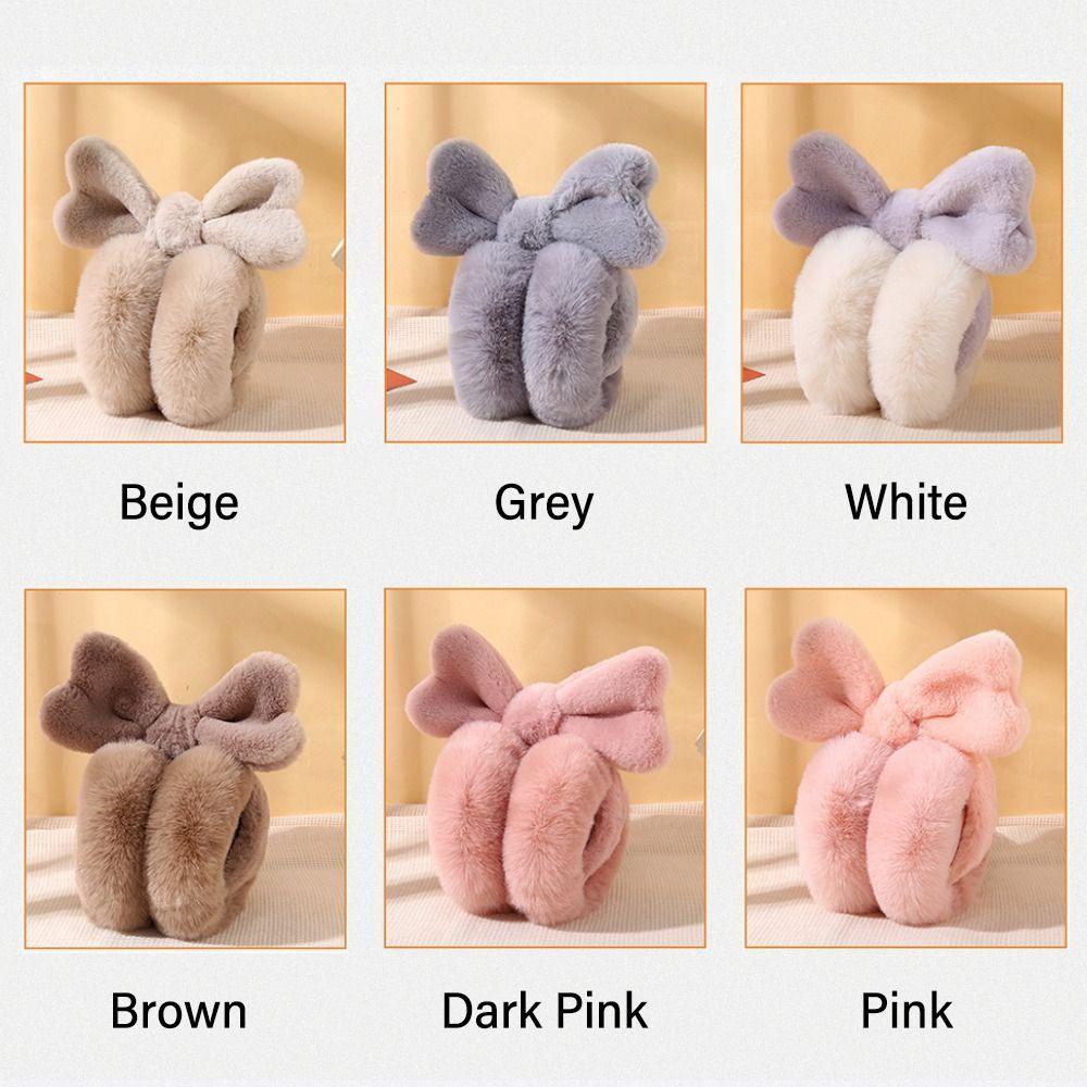 Уличные теплые меховые наушники-earmuffs с бантом, складные, милые зимние ухогрейки для женщин
