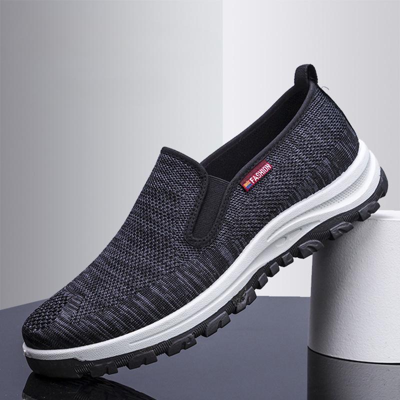 Новые летние мужские туфли Flying Woven Slip-on Shoes Мужские дышащие сетчатые кроссовки Tide Shoes Outdoor Sneakers Casual Shoes