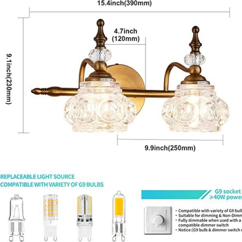 Зеркало для ванной комнаты, передний светильник, стеклянный абажур в американском стиле, ретро, ​​прикроватный настенный светильник, зеркальный светильник для ванной комнаты