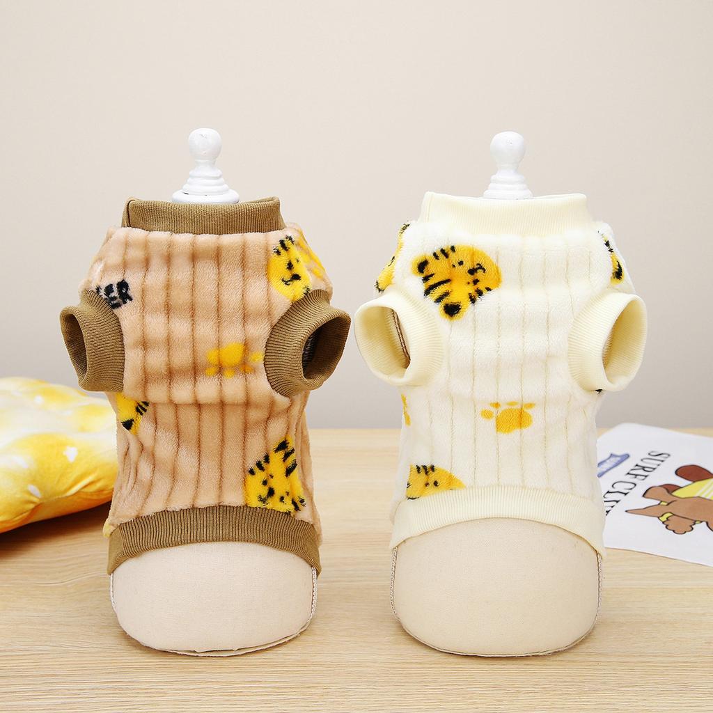 1pc Pet Dog Clothes Soft Warm Dogs Jumpsuits Tiger Pattern Pet Clothing for Small Dogs Puppy Cats Costume Coats
