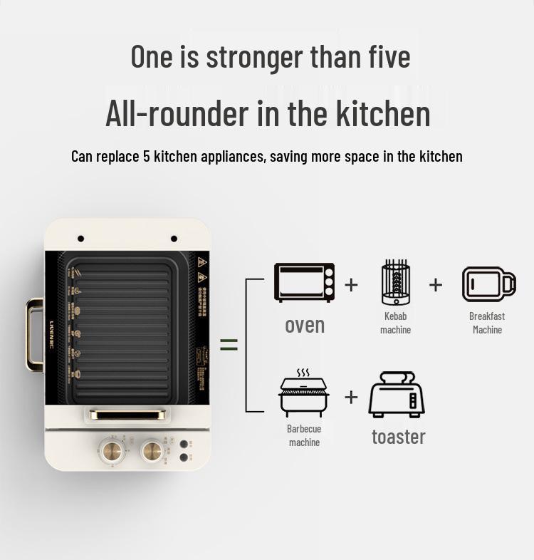Электрический гриль Liren для помещений с вращающимся вертелом и горшком для барбекю