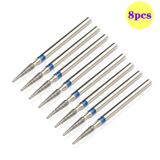 8pcs Diamond Nail Drill Bits Set Cuticle Cleaner Bit for Acrylic Nail Gel Removing Milling Cutter Manicure Machine Accessories