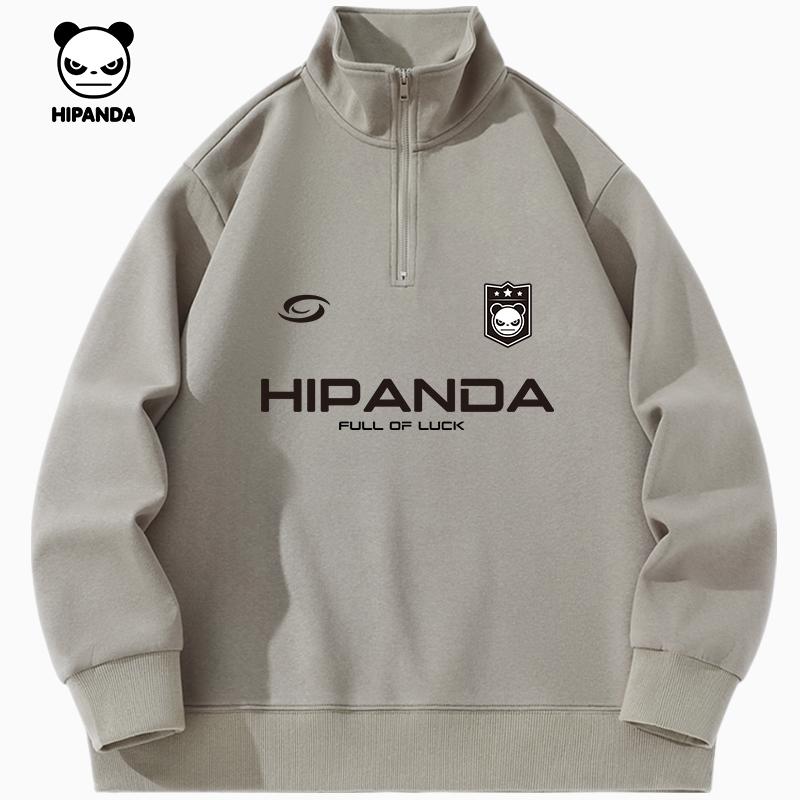 Hello Hipanda Panda Sports Stand-Up Collar Half-Zip Long-Sleeve Sweatshirt Pullover