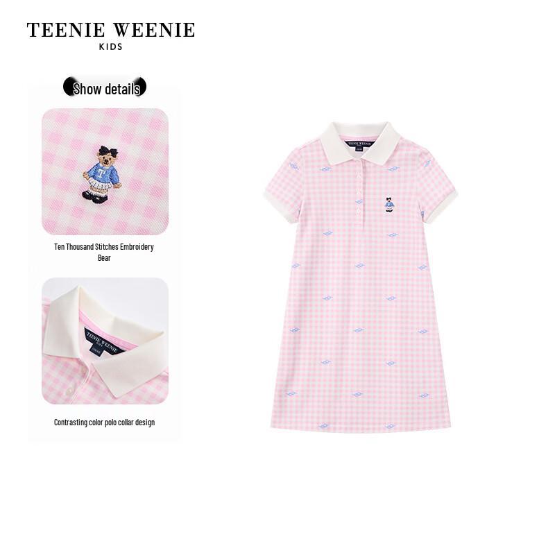 Teenie Weenie Клетчатое платье-поло А-силуэта для девочки