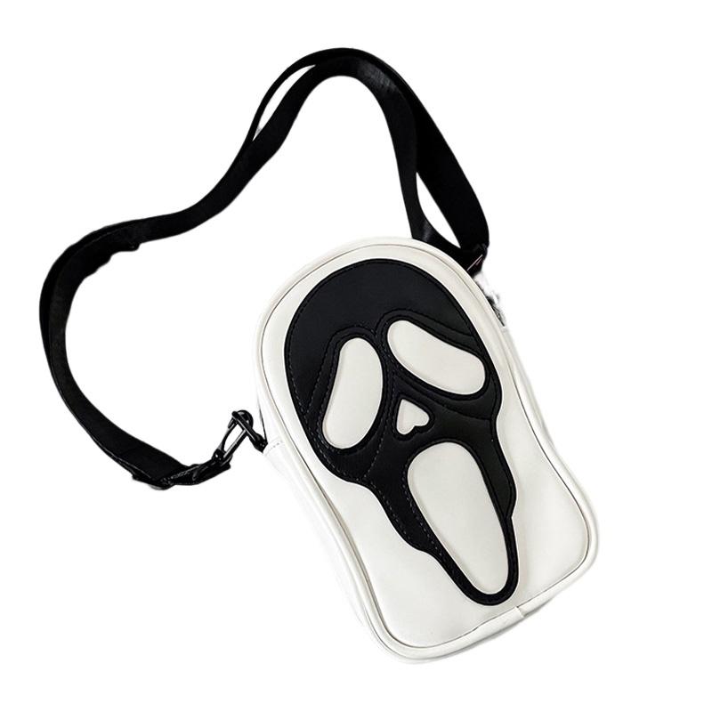 Quirky Ghost Skull Crossbody Bag Hip Korean Style Small Shoulder Bag With Pu Material